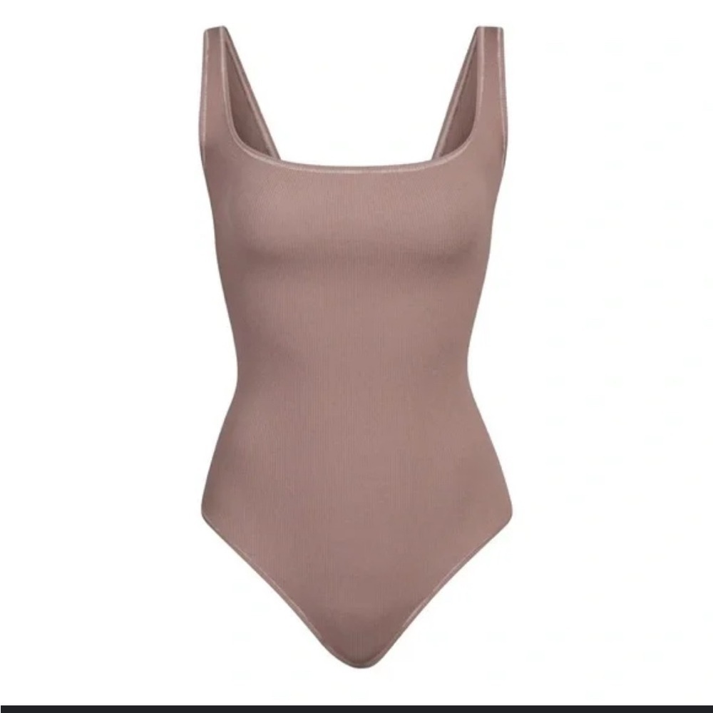 SKIMS Cotton Rib Thong Bodysuit Umber Womens 3X NEW